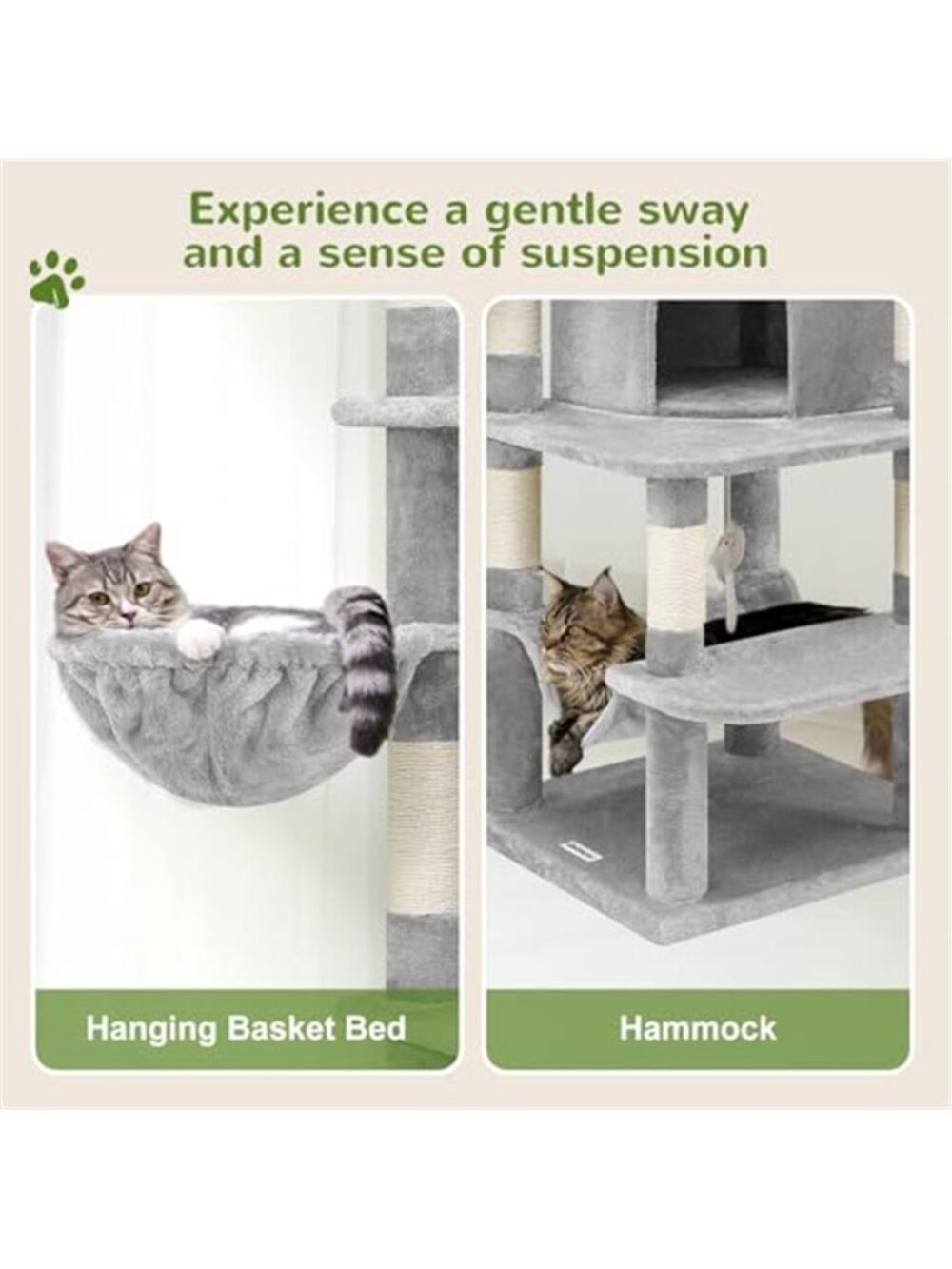 66inch Cat Tree Tall Curved Series Large Cat Tower - Picture 5 of 6